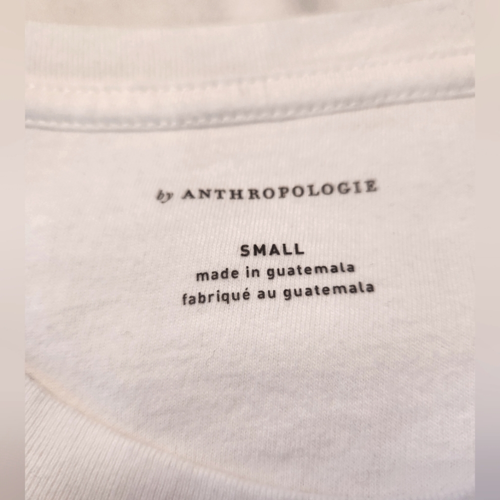 NWT || ANTHROPOLOGIE || Zebra Palm Tree graphic T, white/blue, sz S - Picture 7 of 7